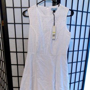 Cynthia Rowley Sleeveless White Eyelet Lace Cotton Dress